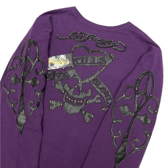 VTG Ed Hardy Christian Audigier Wool Cashmere Sweater - Picture 1 of 10